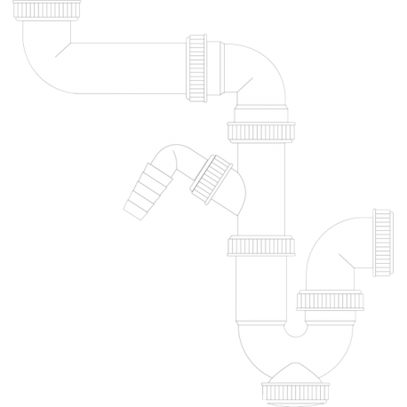 Sifón sencillo para adaptar a la pared con toma lavavajillas