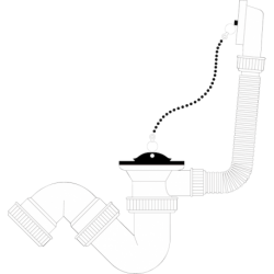 Válvula de bañera con rebosadero y sifón